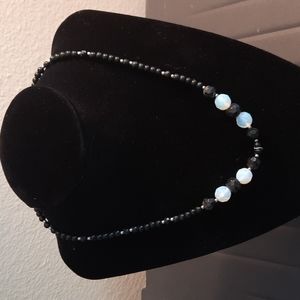 Fun Black, Gold and Prism Beaded Choker Necklace